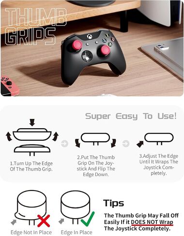 ELETIUO 5 Pairs/10 Pcs Thumb Grips Set for Xbox Series X/S,Xbox One,Xbox One X/S Controller,Anti-Slip Silicone Joystick Cap with 5 Designs, Custom Analog Thumbsticks Cover,Red in Saudi Arabia