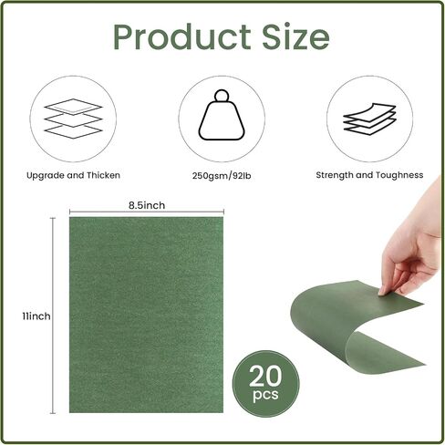 20 Sheets Dark Green Shimmer Cardstock 8.5 X 11", 92lb Thick Paper Card Stock Printer Paper Metallic Paper Double Faced Pearlescent Paper for Crafts DIY Cards Invitations Postcards Certificate in Saudi Arabia