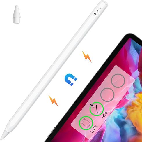Stylus Pen for iPad with Magnetic Wireless Charging, for Apple Pencil 2nd Generation Compatible with iPad Pro 11 in 1/2/3/4, iPad Pro 12.9 in 3/4/5/6, iPad Air 4/5, iPad Mini 6… in Saudi Arabia
