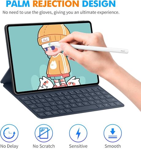 Stylus Pen for iPad with Magnetic Wireless Charging, for Apple Pencil 2nd Generation Compatible with iPad Pro 11 in 1/2/3/4, iPad Pro 12.9 in 3/4/5/6, iPad Air 4/5, iPad Mini 6… in Saudi Arabia