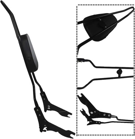 مساند الظهر قضبان سيسي طويلة، مسند ظهر مزخرف قابل للفصل عالي التحمل يناسب Harley Touring Road King Street Electra Glide FLHT FLHX FLTR 2009-2020 (أسود) in Kuwait