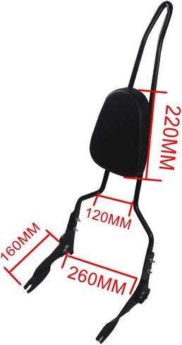 مساند الظهر قضبان سيسي طويلة، مسند ظهر مزخرف قابل للفصل عالي التحمل يناسب Harley Touring Road King Street Electra Glide FLHT FLHX FLTR 2009-2020 (أسود) in Kuwait