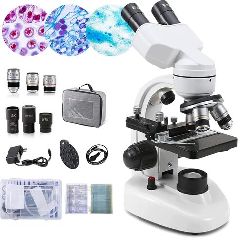مجاهر مجهرية مركبة من crspexil 40X-2000X مع شرائح مجهرية 30p، للأطفال والطلاب والكبار، ملحقات المجهر، محول الهاتف، مصراع الكاميرا السلكية، لمختبر المدرسة in Kuwait