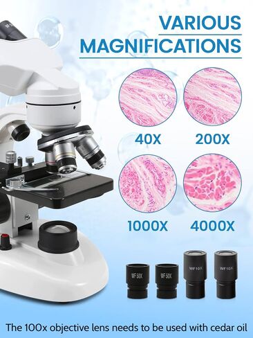 مجاهر مجهرية مركبة من crspexil 40X-2000X مع شرائح مجهرية 30p، للأطفال والطلاب والكبار، ملحقات المجهر، محول الهاتف، مصراع الكاميرا السلكية، لمختبر المدرسة in Kuwait