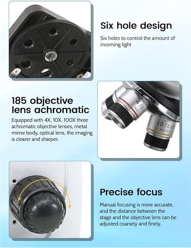 مجاهر مجهرية مركبة من crspexil 40X-2000X مع شرائح مجهرية 30p، للأطفال والطلاب والكبار، ملحقات المجهر، محول الهاتف، مصراع الكاميرا السلكية، لمختبر المدرسة in Kuwait