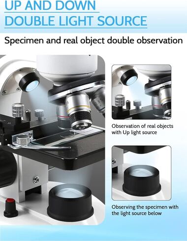 مجاهر مجهرية مركبة من crspexil 40X-2000X مع شرائح مجهرية 30p، للأطفال والطلاب والكبار، ملحقات المجهر، محول الهاتف، مصراع الكاميرا السلكية، لمختبر المدرسة in Kuwait