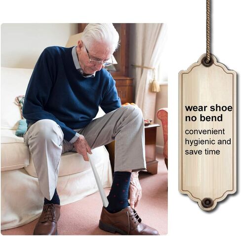 Fdit Long Metal Shoe Horn, Stainless Steel Shiny Silver Metal Shoe Boots Horn with Loop Handle for Men Women Kids Seniors in Kuwait