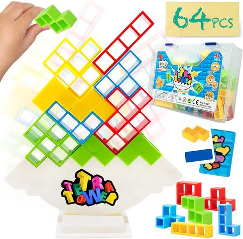 Marlo & Buzz 64Pcs Tetra Tower Balance Stacking Blocks Game, Balancing Board Game for 2 Players+, Kids & Adults Team Building Blocks Toy in Saudi Arabia