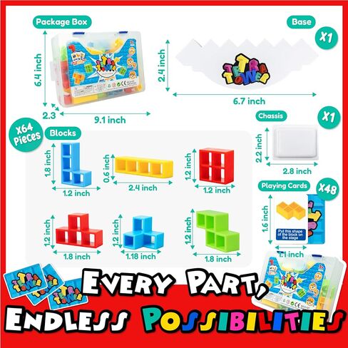 Marlo & Buzz 64Pcs Tetra Tower Balance Stacking Blocks Game, Balancing Board Game for 2 Players+, Kids & Adults Team Building Blocks Toy in Saudi Arabia