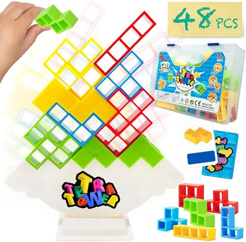Marlo & Buzz 64Pcs Tetra Tower Balance Stacking Blocks Game, Balancing Board Game for 2 Players+, Kids & Adults Team Building Blocks Toy in Saudi Arabia
