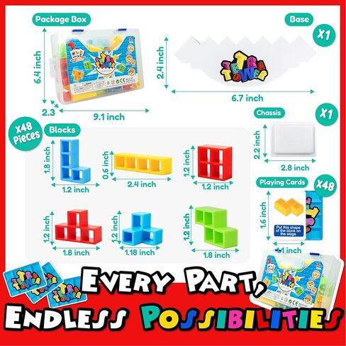 Marlo & Buzz 64Pcs Tetra Tower Balance Stacking Blocks Game, Balancing Board Game for 2 Players+, Kids & Adults Team Building Blocks Toy in Saudi Arabia