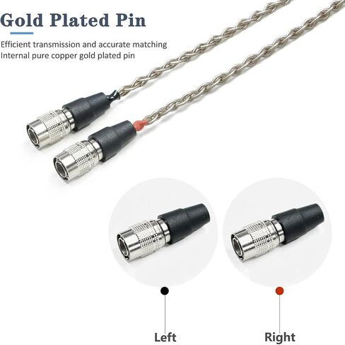 GUCraftsman 6N Single Crystal Silver Upgrade Headphone Cable 3.5mm/4.4mm/4Pin XLR Headphone Upgrade Cable for MrSpeakers/Dan Clark Audio Aeon 2 Ether 2 Ether C Flow Stealth (4.4mm Plug) in Saudi Arabia