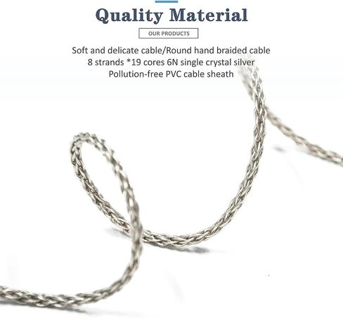 GUCraftsman 6N Single Crystal Silver Upgrade Headphone Cable 3.5mm/4.4mm/4Pin XLR Headphone Upgrade Cable for MrSpeakers/Dan Clark Audio Aeon 2 Ether 2 Ether C Flow Stealth (4.4mm Plug) in Saudi Arabia