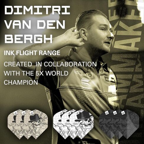 Target Dimitri Van Den Bergh Ink Design No.2 Dart Flights - 3 Set Pack (9 in Total) in Saudi Arabia