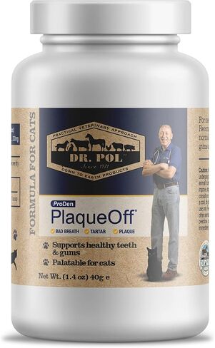 مسحوق دكتور بول برودن بلاك أوف للقطط - العناية بأسنان القطط ومعطر التنفس - صحة الفم الطبيعية للقطط - مكمل لصحة أسنان القطط - مزيل الجير والبلاك للحيوانات الأليفة - 40 جم، أبيض in Kuwait