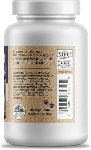 مسحوق دكتور بول برودن بلاك أوف للقطط - العناية بأسنان القطط ومعطر التنفس - صحة الفم الطبيعية للقطط - مكمل لصحة أسنان القطط - مزيل الجير والبلاك للحيوانات الأليفة - 40 جم، أبيض in Kuwait