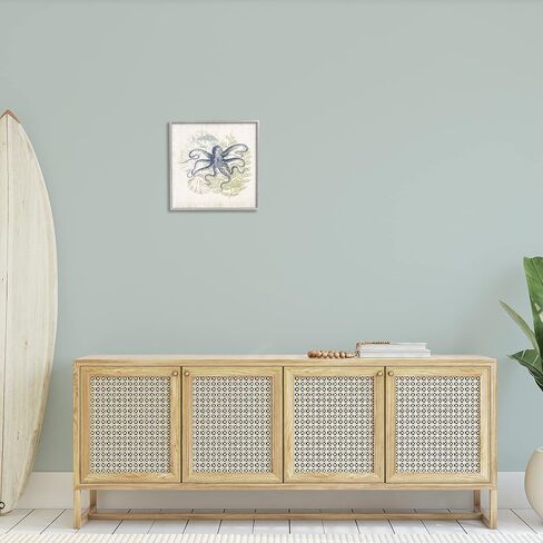 Stupell Industries Weathered Sea Life Overlay Pattern Aquatic Octopus Framed Wall Art, Design By Victoria Barnes in Saudi Arabia