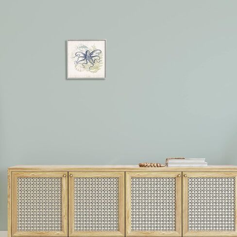 Stupell Industries Weathered Sea Life Overlay Pattern Aquatic Octopus Framed Wall Art, Design By Victoria Barnes in Saudi Arabia