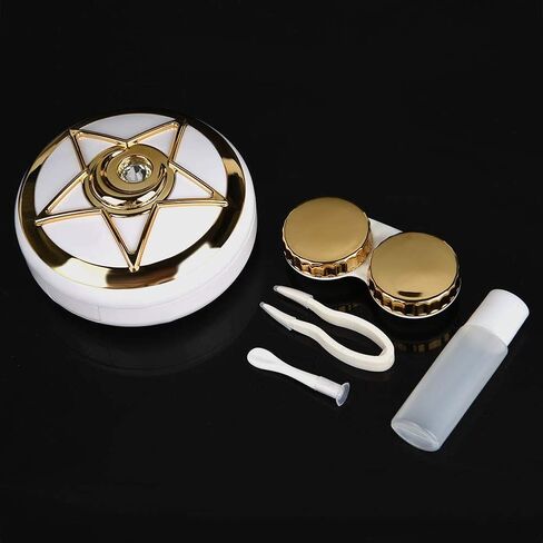 حافظة عدسات لاصقة، علبة عدسات لاصقة محمولة بثلاثة ألوان مع علبة عدسات على شكل نجمة خماسية مرآة (ذهبي) in Kuwait
