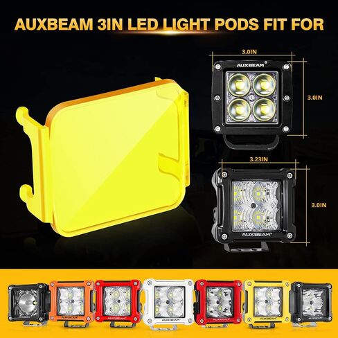 Auxbeam 3 Inch Amber Off-Road Light Cover, Waterproof Polycarbonate Protective Lens for LED Cube Lights Driving Fog Light in Saudi Arabia