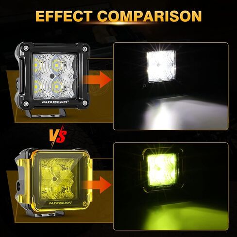 Auxbeam 3 Inch Amber Off-Road Light Cover, Waterproof Polycarbonate Protective Lens for LED Cube Lights Driving Fog Light in Saudi Arabia