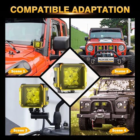 Auxbeam 3 Inch Amber Off-Road Light Cover, Waterproof Polycarbonate Protective Lens for LED Cube Lights Driving Fog Light in Saudi Arabia