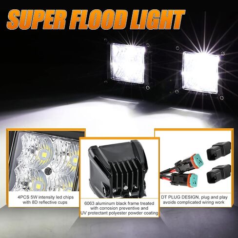 Auxbeam 3 Inch Amber Off-Road Light Cover, Waterproof Polycarbonate Protective Lens for LED Cube Lights Driving Fog Light in Saudi Arabia