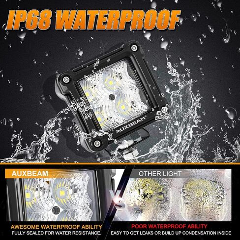 Auxbeam 3 Inch Amber Off-Road Light Cover, Waterproof Polycarbonate Protective Lens for LED Cube Lights Driving Fog Light in Saudi Arabia