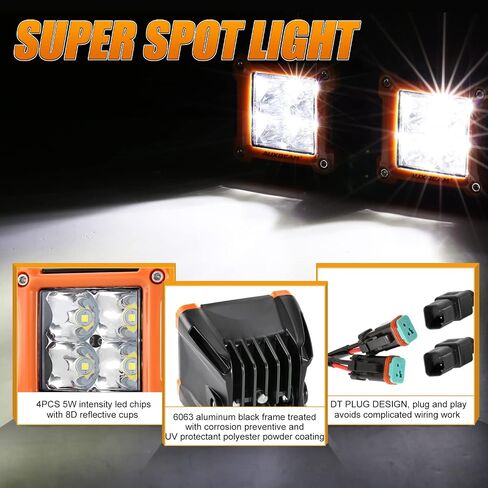 Auxbeam 3 Inch Amber Off-Road Light Cover, Waterproof Polycarbonate Protective Lens for LED Cube Lights Driving Fog Light in Saudi Arabia