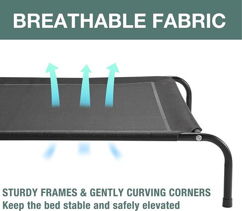 سرير كلب مرتفع من Eterish للكلاب والحيوانات الأليفة الصغيرة والمتوسطة والكبيرة، سرير كلب مرتفع بإطار متين وشبكة، سرير أطفال للكلاب بأقدام مطاطية للاستخدام الداخلي والخارجي in Kuwait