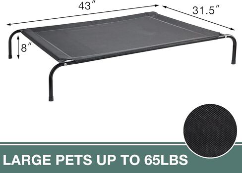سرير كلب مرتفع من Eterish للكلاب والحيوانات الأليفة الصغيرة والمتوسطة والكبيرة، سرير كلب مرتفع بإطار متين وشبكة، سرير أطفال للكلاب بأقدام مطاطية للاستخدام الداخلي والخارجي in Kuwait