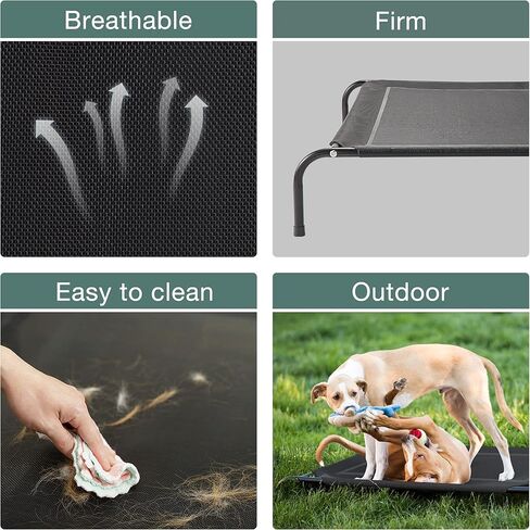 سرير كلب مرتفع من Eterish للكلاب والحيوانات الأليفة الصغيرة والمتوسطة والكبيرة، سرير كلب مرتفع بإطار متين وشبكة، سرير أطفال للكلاب بأقدام مطاطية للاستخدام الداخلي والخارجي in Kuwait
