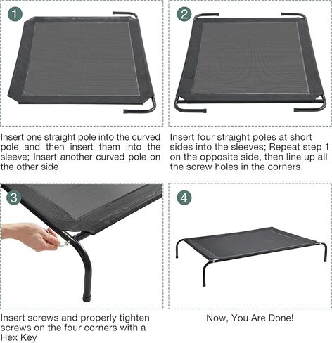 سرير كلب مرتفع من Eterish للكلاب والحيوانات الأليفة الصغيرة والمتوسطة والكبيرة، سرير كلب مرتفع بإطار متين وشبكة، سرير أطفال للكلاب بأقدام مطاطية للاستخدام الداخلي والخارجي in Kuwait