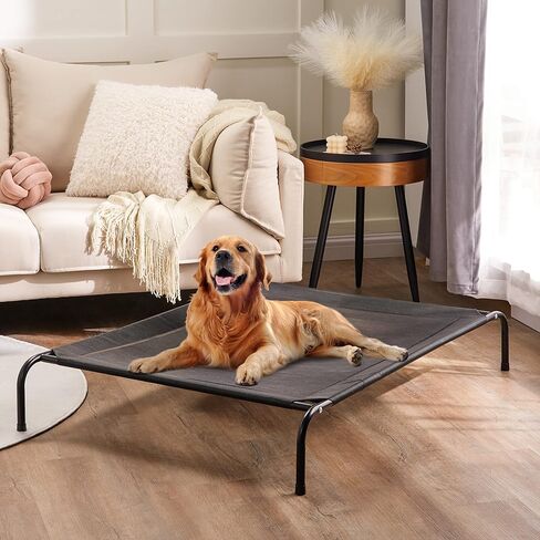 سرير كلب مرتفع من Eterish للكلاب والحيوانات الأليفة الصغيرة والمتوسطة والكبيرة، سرير كلب مرتفع بإطار متين وشبكة، سرير أطفال للكلاب بأقدام مطاطية للاستخدام الداخلي والخارجي in Kuwait