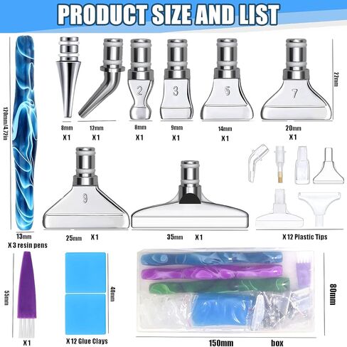 Magoog 38PCS Diamond Pen Painting Kits, Diamond Painting Accessories, Pretty Diamond Pen Painting, 8 Metal Tips and 12 Glue Clay, Silver in Saudi Arabia