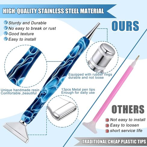 Magoog 38PCS Diamond Pen Painting Kits, Diamond Painting Accessories, Pretty Diamond Pen Painting, 8 Metal Tips and 12 Glue Clay, Silver in Saudi Arabia
