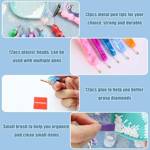 Magoog 38PCS Diamond Pen Painting Kits, Diamond Painting Accessories, Pretty Diamond Pen Painting, 8 Metal Tips and 12 Glue Clay, Silver in Saudi Arabia