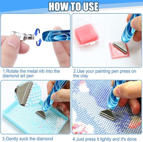 Magoog 38PCS Diamond Pen Painting Kits, Diamond Painting Accessories, Pretty Diamond Pen Painting, 8 Metal Tips and 12 Glue Clay, Silver in Saudi Arabia