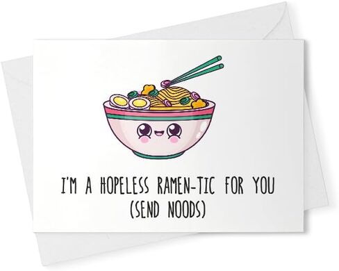 Hopeless RAMEN-tic - بطاقة تهنئة رامين، بطاقة سعيدة، بطاقة أحبك، بطاقة عشاق الطعام، بطاقة عيد ميلاد، بطاقة نيردي بون، بطاقة تهنئة صغيرة لعيد الحب [01403] in Saudi Arabia