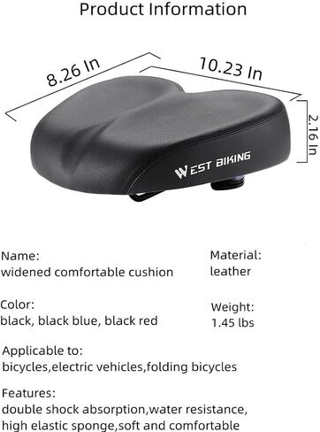 Bike Seat Cushion Durable PU Leather Cycling Seat Shockproof and Comfortable Bicycle Replacement Saddle in Saudi Arabia