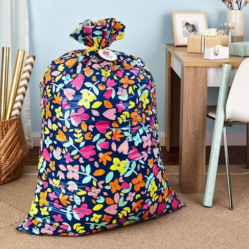Hallmark 56" Large Plastic Gift Bag (Pink and Yellow Flowers) for Easter, Birthdays, Bridal Showers, Baby Showers, Mother's Day and More in Saudi Arabia