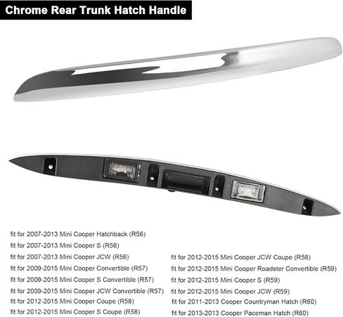 DOCAS Rear Trunk Hatch Handle with Lamp,Tailgate Trim Lid Trunk Liftgate Pull Handle Compatible with 2005-2015 Mini Cooper Cooper S R56 R57 R58 Backhatch Release Handle 51132753603 in Saudi Arabia