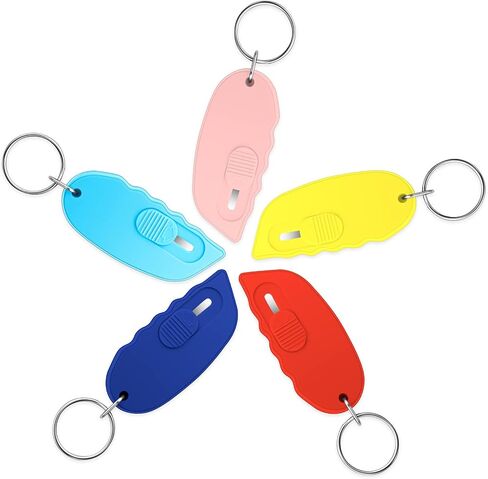 5 Pcs Mini Portable Box Cutter Auto Retractable Blade Pocket Knives Utility Office Letter Opener Small Box Opener for Opening Packages Paper Cutting DIY Crafts, 5 Colors in Saudi Arabia