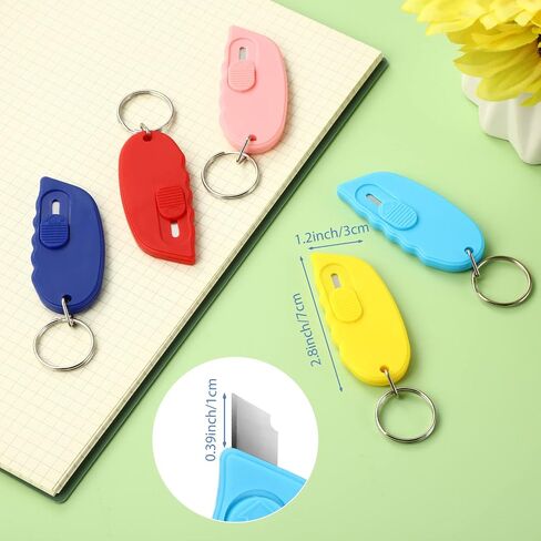 5 Pcs Mini Portable Box Cutter Auto Retractable Blade Pocket Knives Utility Office Letter Opener Small Box Opener for Opening Packages Paper Cutting DIY Crafts, 5 Colors in Saudi Arabia