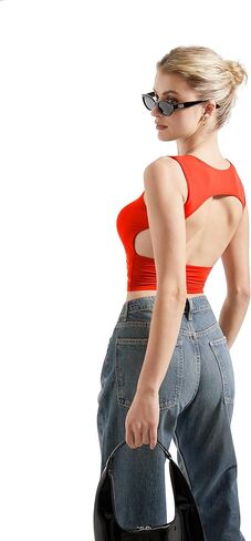 SUUKSESS Women Sexy Backless Tank Top Going Out Double Lined Y2k Basic Crop Tops in Kuwait