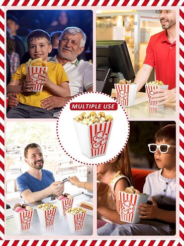 Kosiz 200 Pcs Popcorn Boxes and Clear Bags Set, 100 Popcorn Boxes 4''x 5'' and 100 Popcorn Bags with Twist Ties Movie Nights Supplies Paper Popcorn Holders Bucket Container for Party in Saudi Arabia
