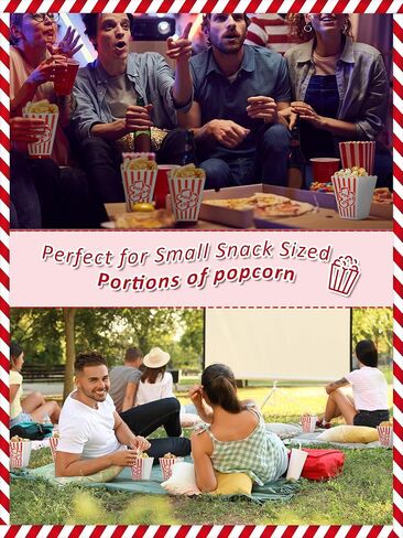 Kosiz 200 Pcs Popcorn Boxes and Clear Bags Set, 100 Popcorn Boxes 4''x 5'' and 100 Popcorn Bags with Twist Ties Movie Nights Supplies Paper Popcorn Holders Bucket Container for Party in Saudi Arabia