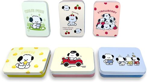 TANG QIRA 6 Pack Mini Metal Tinplate Boxes,Cute Cartoon Dog Design Portable Rectangular Box Storage Kit, Home Organizer For Stickers Watercolor Jewelry Makeup Pill Candy Craft Containers. in Saudi Arabia