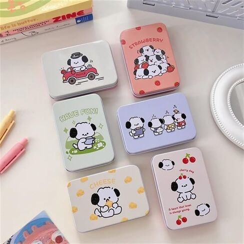 TANG QIRA 6 Pack Mini Metal Tinplate Boxes,Cute Cartoon Dog Design Portable Rectangular Box Storage Kit, Home Organizer For Stickers Watercolor Jewelry Makeup Pill Candy Craft Containers. in Saudi Arabia