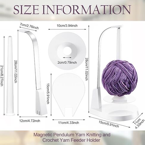 Vercraft Magnetic Pendulum Yarn Holder Set Yarn Feeder Holder for Knitting and Crochet Wool Genie String Holder Dispenser for Crafting Gift Wrapping Knitting Embroidery, White in Saudi Arabia